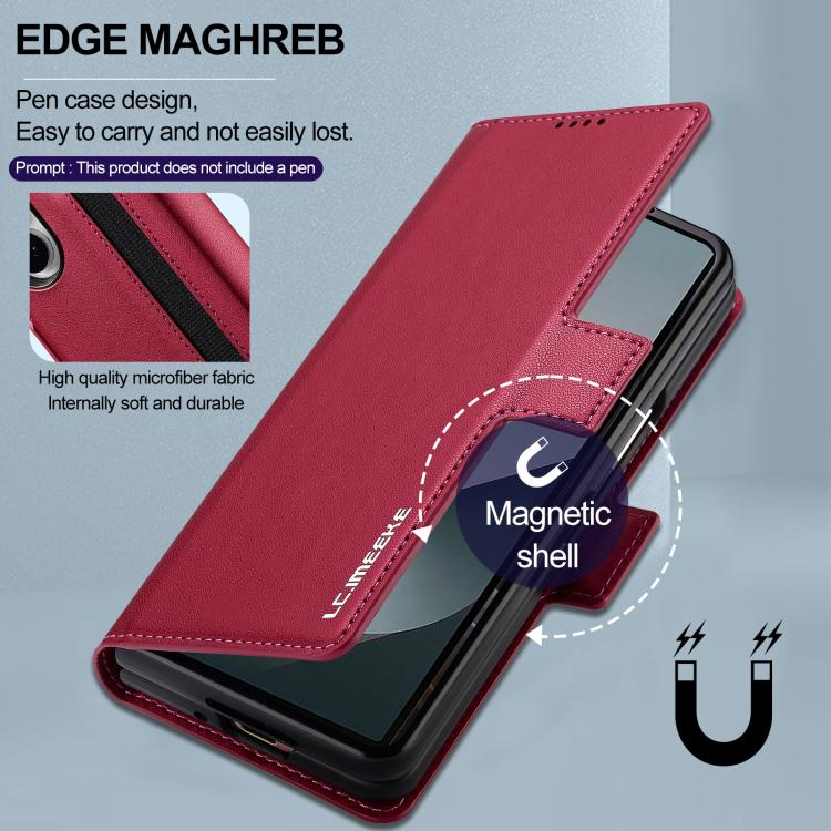 For Samsung Galaxy Z Fold7 5G LC.IMEEKE L1 Series Frosted Fine Texture PU Phone Case with Pen Slot, Pen Not Included