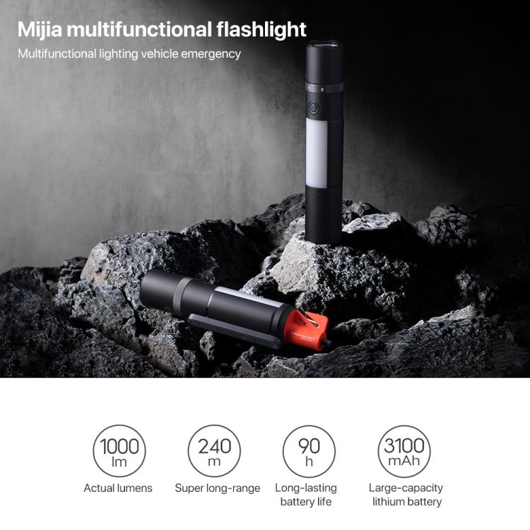 Original Xiaomi Mijia Multifunctional Flashlight 1000LM IPX4 with Side Light - Black