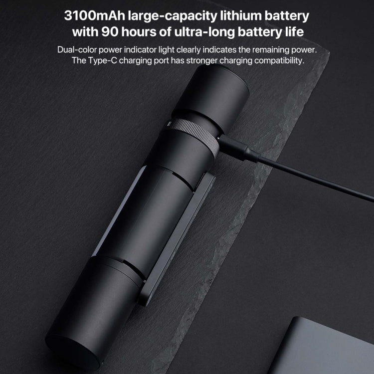 Original Xiaomi Mijia Multifunctional Flashlight 1000LM IPX4 with Side Light - Black