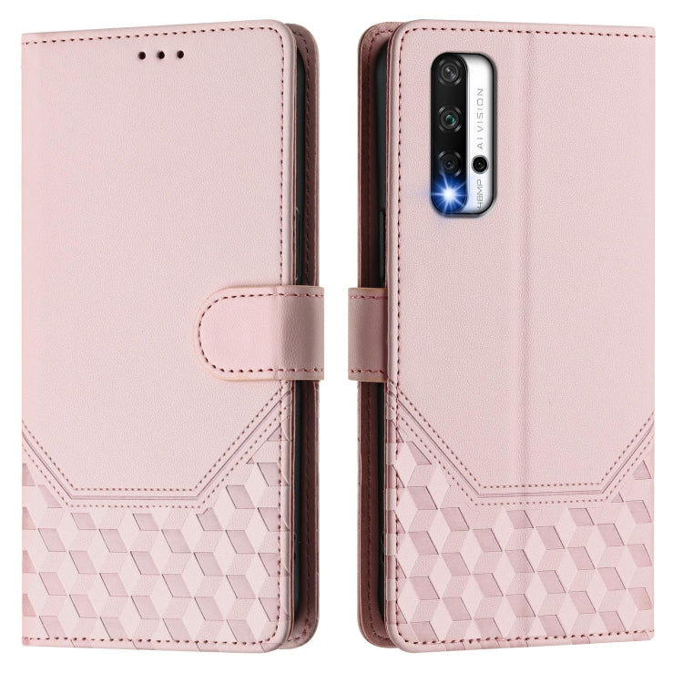 For Honor 20 / 20 Pro / 20S 4G Honeycomb Embossing RFID Leather Phone Case