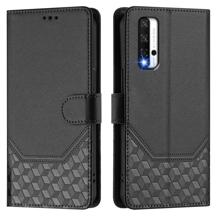 For Honor 20 / 20 Pro / 20S 4G Honeycomb Embossing RFID Leather Phone Case