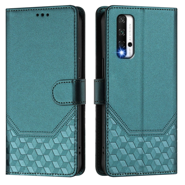 For Honor 20 / 20 Pro / 20S 4G Honeycomb Embossing RFID Leather Phone Case