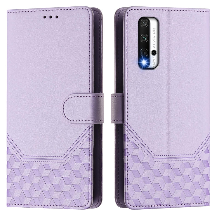 For Honor 20 / 20 Pro / 20S 4G Honeycomb Embossing RFID Leather Phone Case
