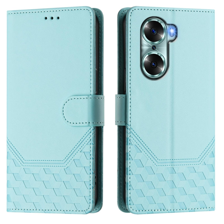 For Honor 60 5G Honeycomb Embossing RFID Leather Phone Case
