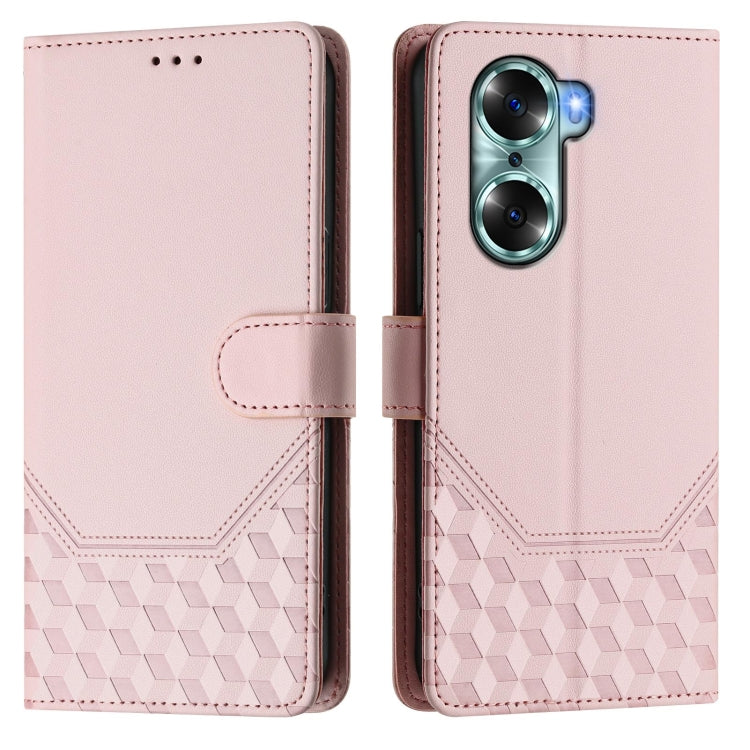 For Honor 60 5G Honeycomb Embossing RFID Leather Phone Case
