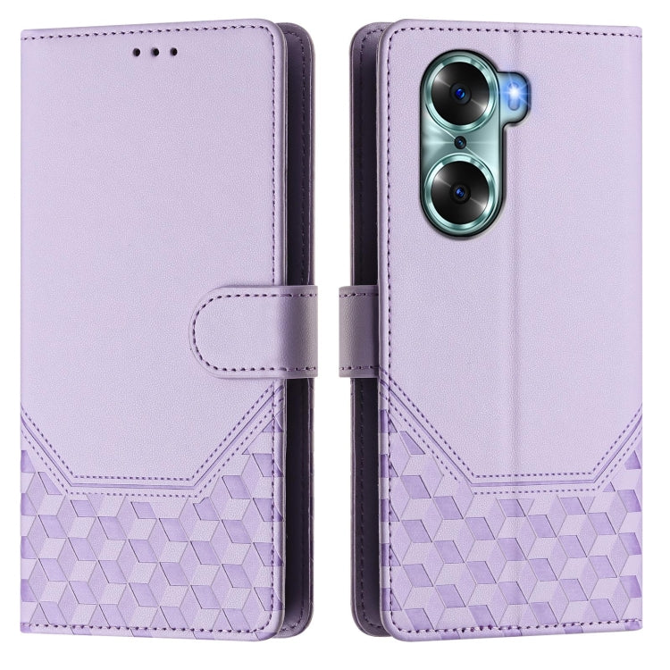 For Honor 60 5G Honeycomb Embossing RFID Leather Phone Case