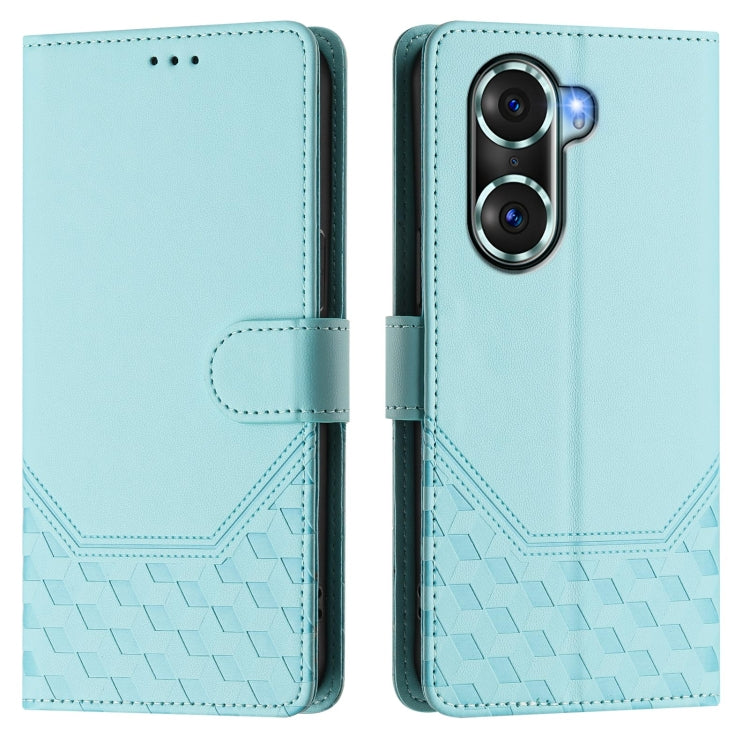 For Honor 60 Pro 5G Honeycomb Embossing RFID Leather Phone Case