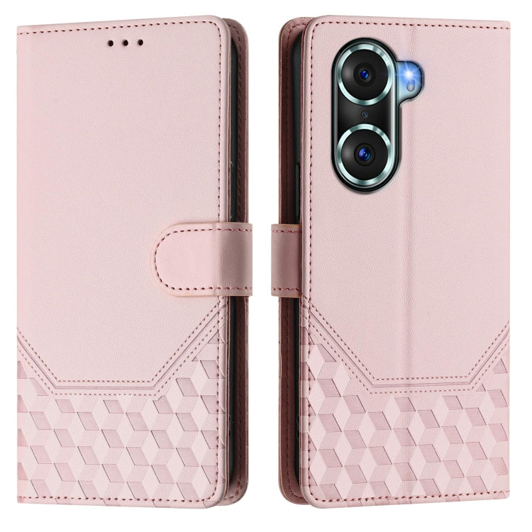 For Honor 60 Pro 5G Honeycomb Embossing RFID Leather Phone Case