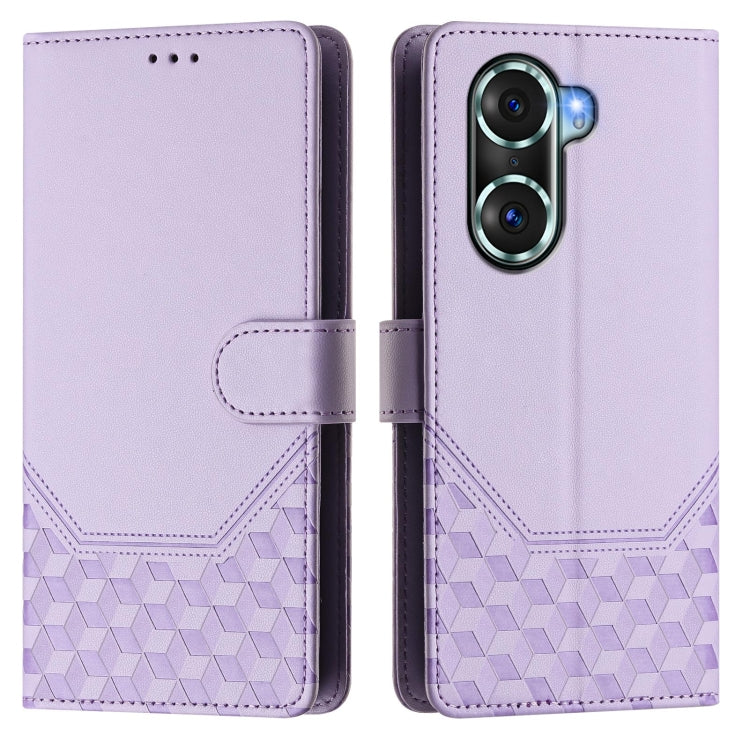 For Honor 60 Pro 5G Honeycomb Embossing RFID Leather Phone Case