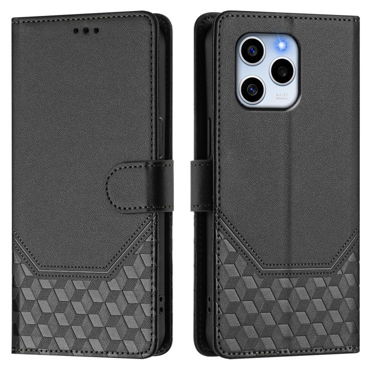 For Honor 60 SE 5G Honeycomb Embossing RFID Leather Phone Case