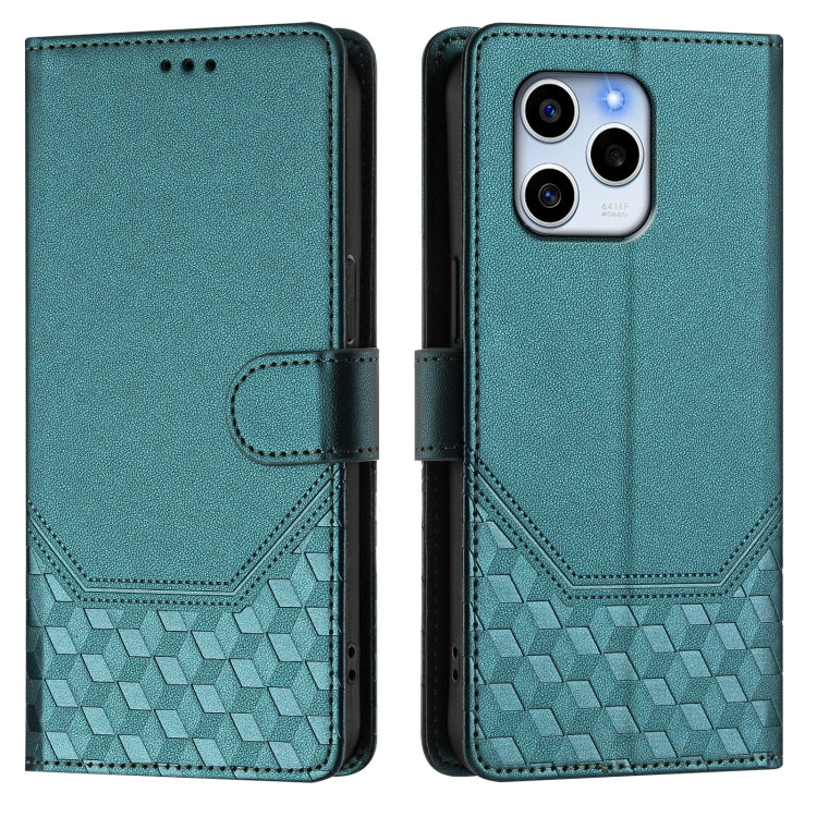 For Honor 60 SE 5G Honeycomb Embossing RFID Leather Phone Case