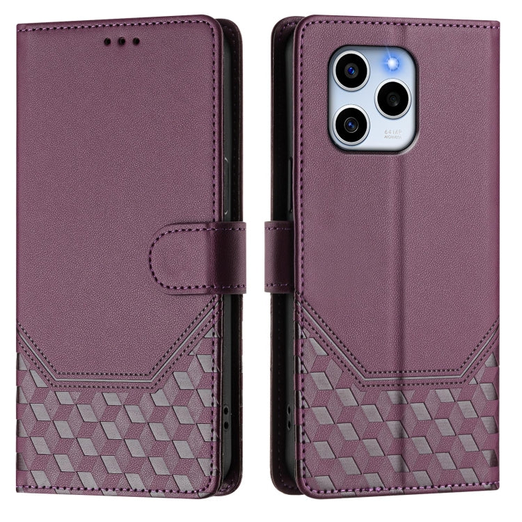 For Honor 60 SE 5G Honeycomb Embossing RFID Leather Phone Case