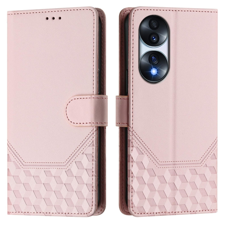 For Honor 70 5G Honeycomb Embossing RFID Leather Phone Case