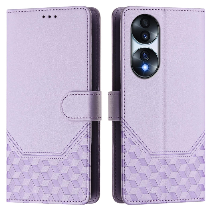 For Honor 70 5G Honeycomb Embossing RFID Leather Phone Case