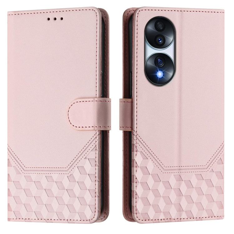 For Honor 70 Pro 5G Honeycomb Embossing RFID Leather Phone Case
