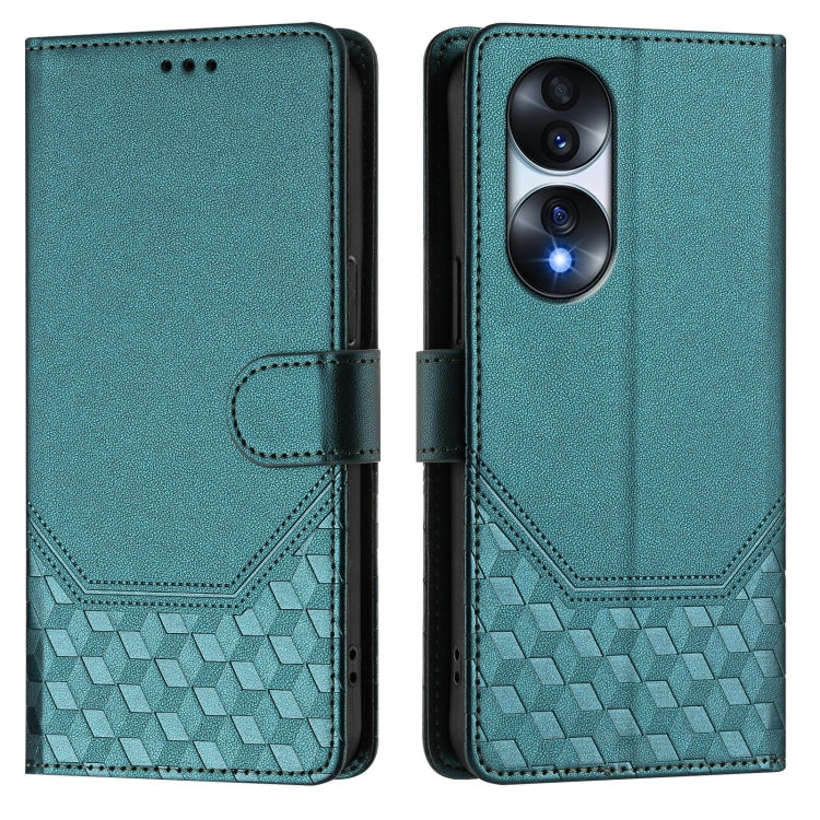 For Honor 70 Pro 5G Honeycomb Embossing RFID Leather Phone Case