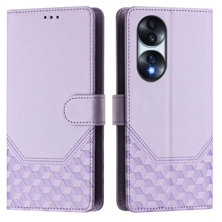 For Honor 70 Pro 5G Honeycomb Embossing RFID Leather Phone Case