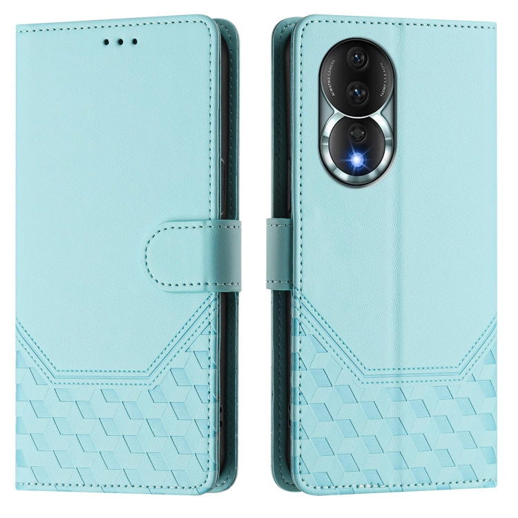 For Honor 80 5G Honeycomb Embossing RFID Leather Phone Case