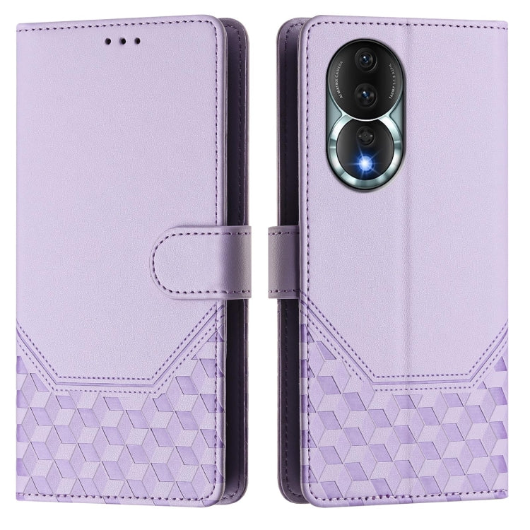 For Honor 80 5G Honeycomb Embossing RFID Leather Phone Case