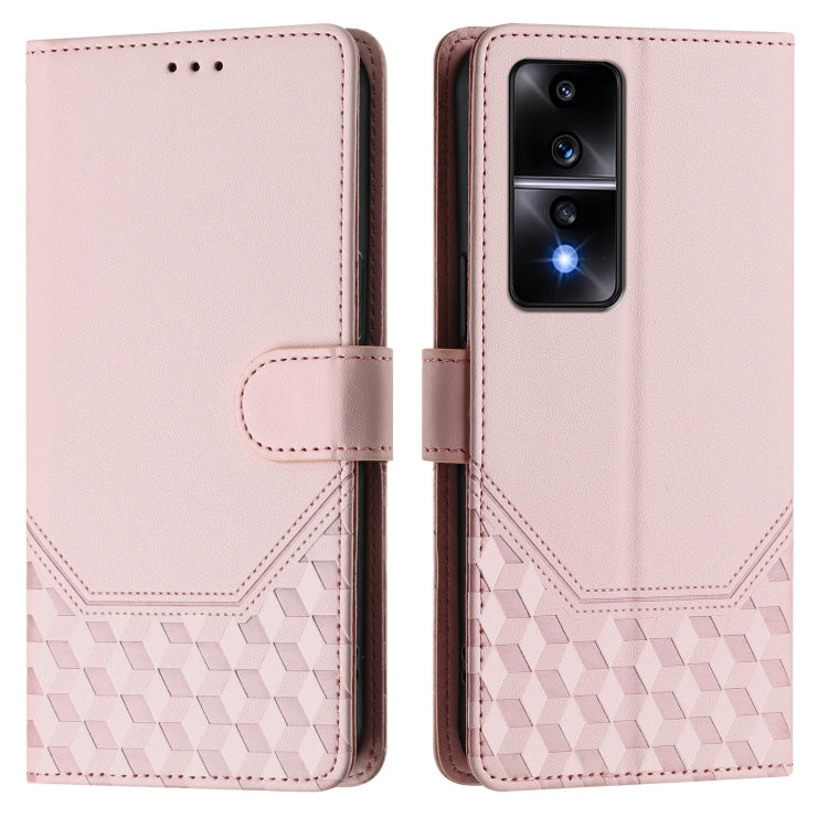 For Honor 80 GT 5G Honeycomb Embossing RFID Leather Phone Case