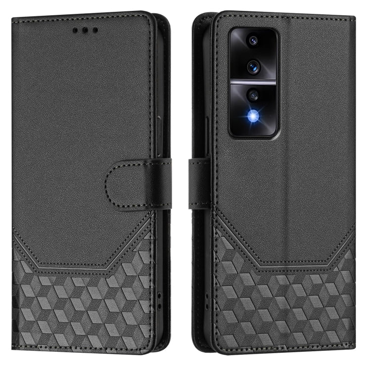 For Honor 80 GT 5G Honeycomb Embossing RFID Leather Phone Case