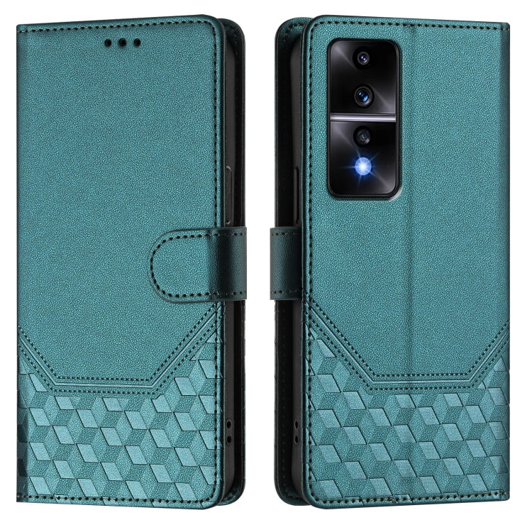 For Honor 80 GT 5G Honeycomb Embossing RFID Leather Phone Case