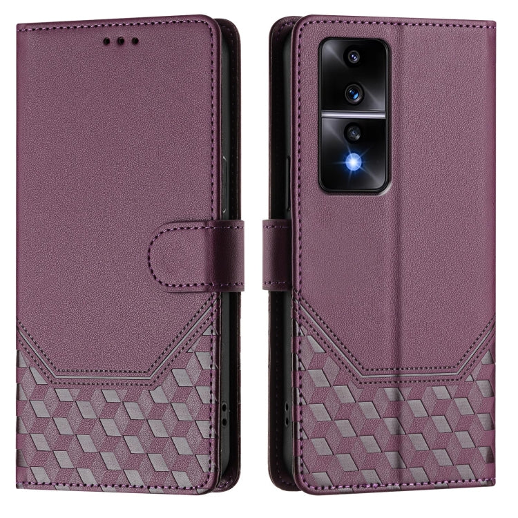 For Honor 80 GT 5G Honeycomb Embossing RFID Leather Phone Case