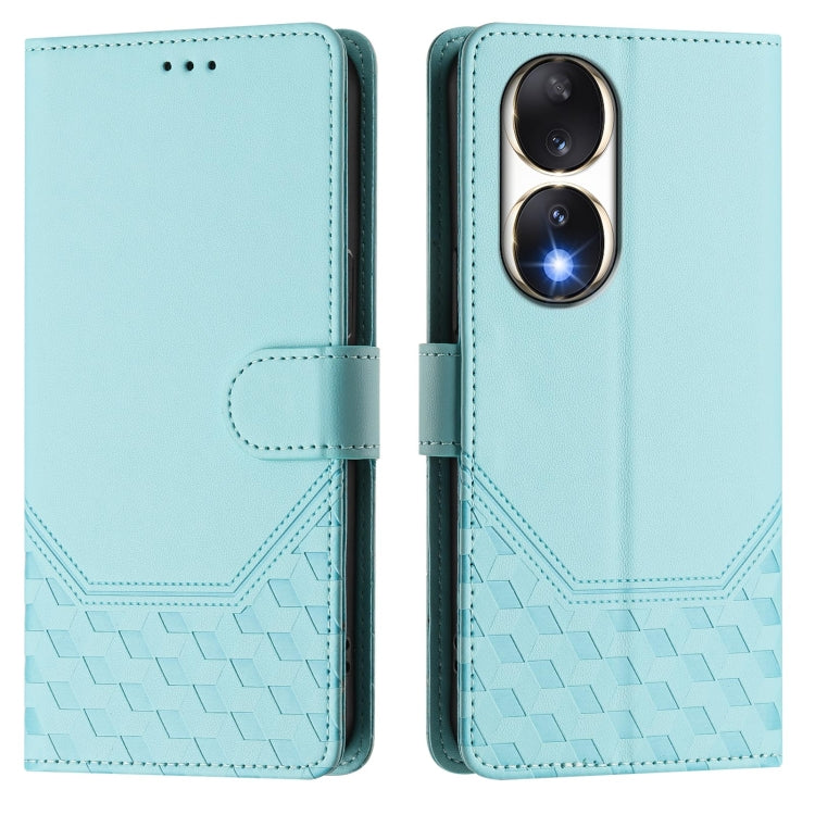 For Honor 90 5G Honeycomb Embossing RFID Leather Phone Case