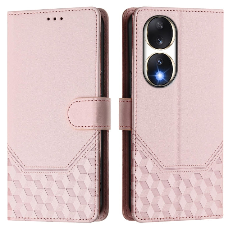 For Honor 90 5G Honeycomb Embossing RFID Leather Phone Case
