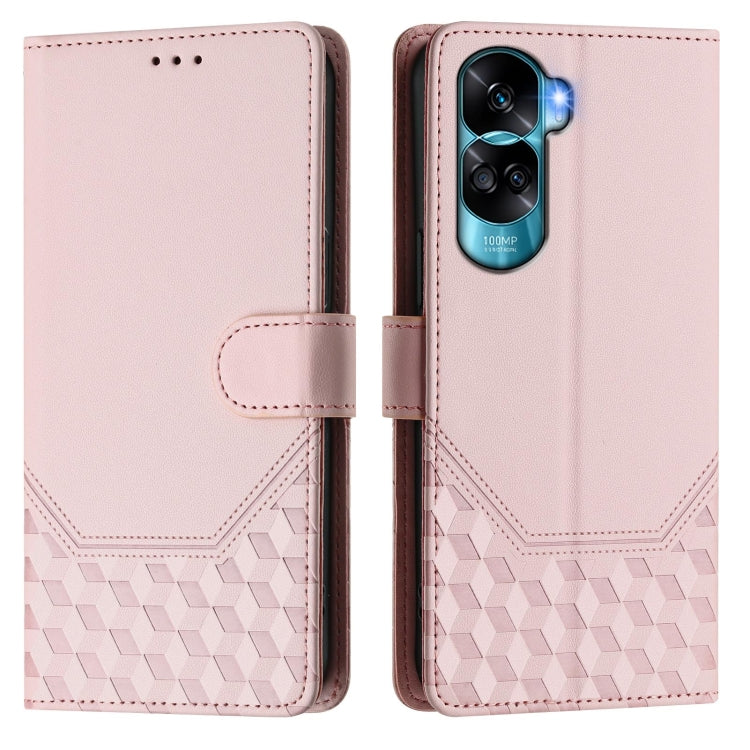 For Honor 90 Lite 5G / X50i 5G Honeycomb Embossing RFID Leather Phone Case