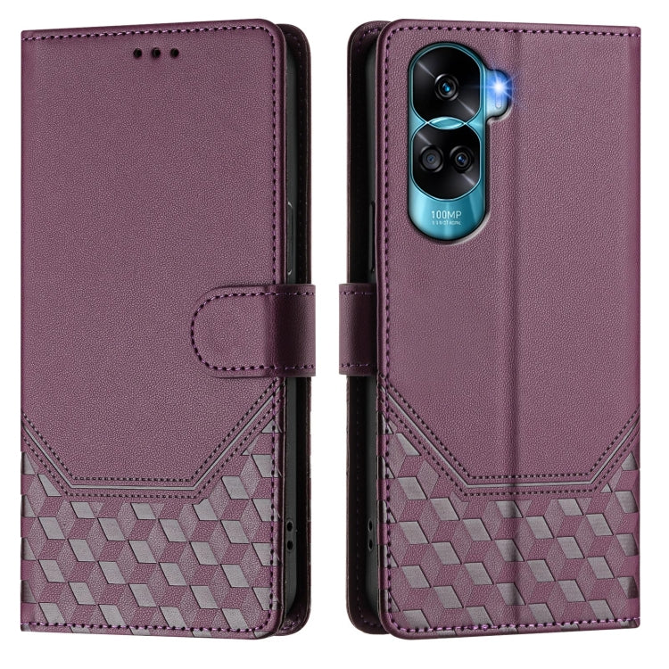 For Honor 90 Lite 5G / X50i 5G Honeycomb Embossing RFID Leather Phone Case