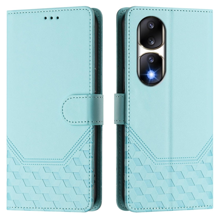 For Honor 90 Pro 5G Honeycomb Embossing RFID Leather Phone Case