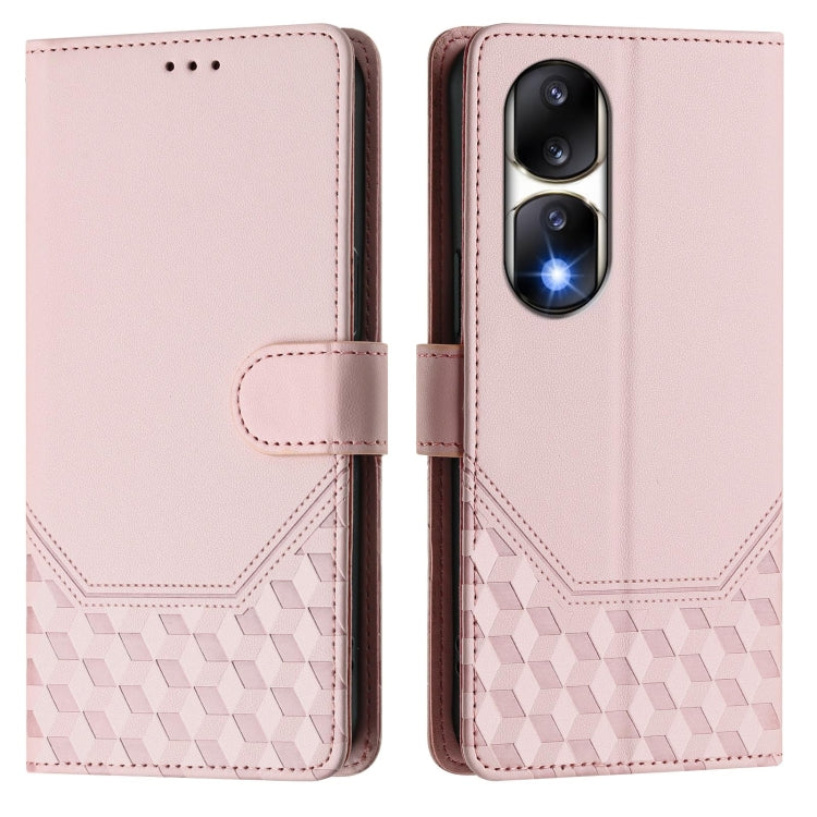 For Honor 90 Pro 5G Honeycomb Embossing RFID Leather Phone Case
