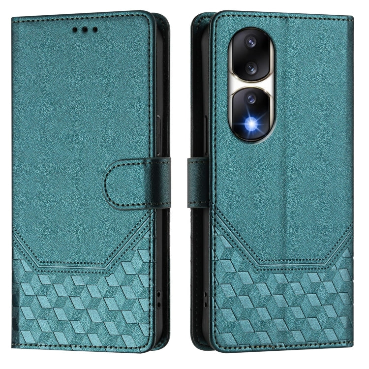 For Honor 90 Pro 5G Honeycomb Embossing RFID Leather Phone Case