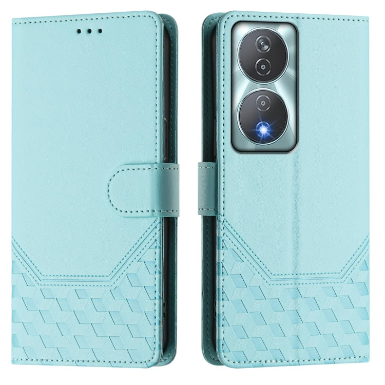 For Honor Play 50 Plus 5G Honeycomb Embossing RFID Leather Phone Case