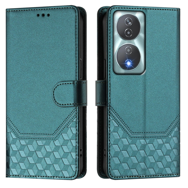 For Honor Play 50 Plus 5G Honeycomb Embossing RFID Leather Phone Case