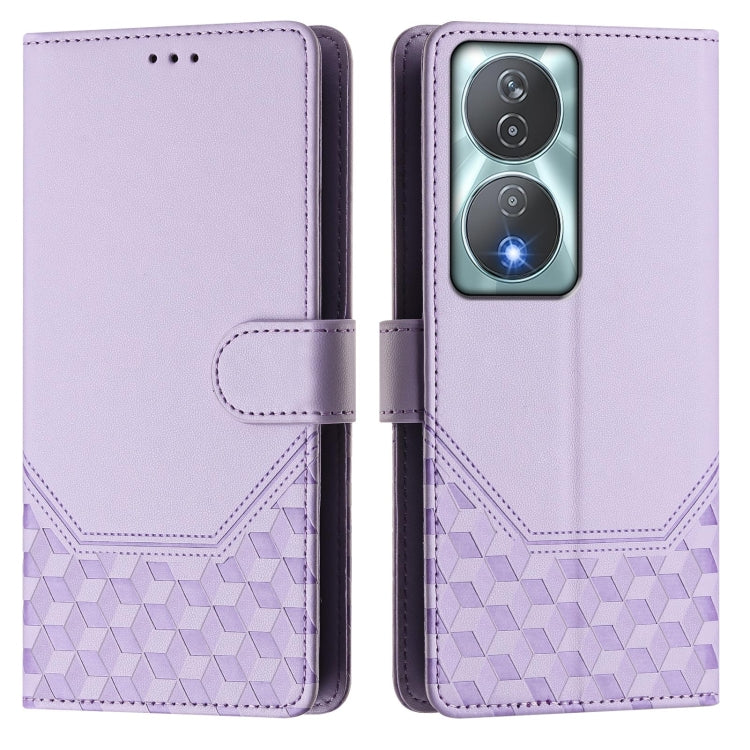 For Honor Play 50 Plus 5G Honeycomb Embossing RFID Leather Phone Case