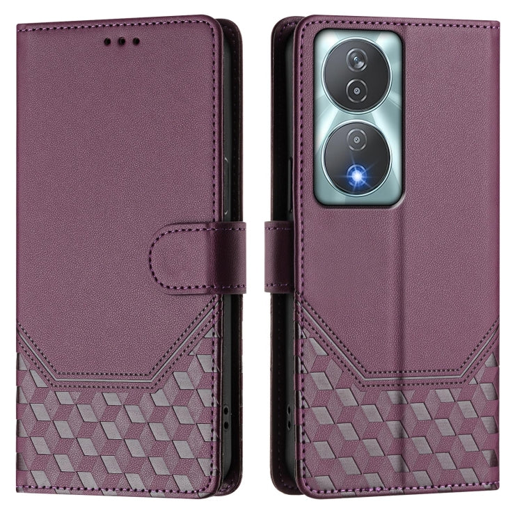 For Honor Play 50 Plus 5G Honeycomb Embossing RFID Leather Phone Case