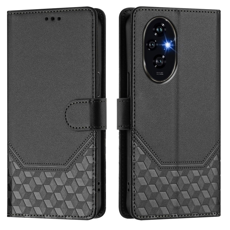For Honor 200 Honeycomb Embossing RFID Leather Phone Case