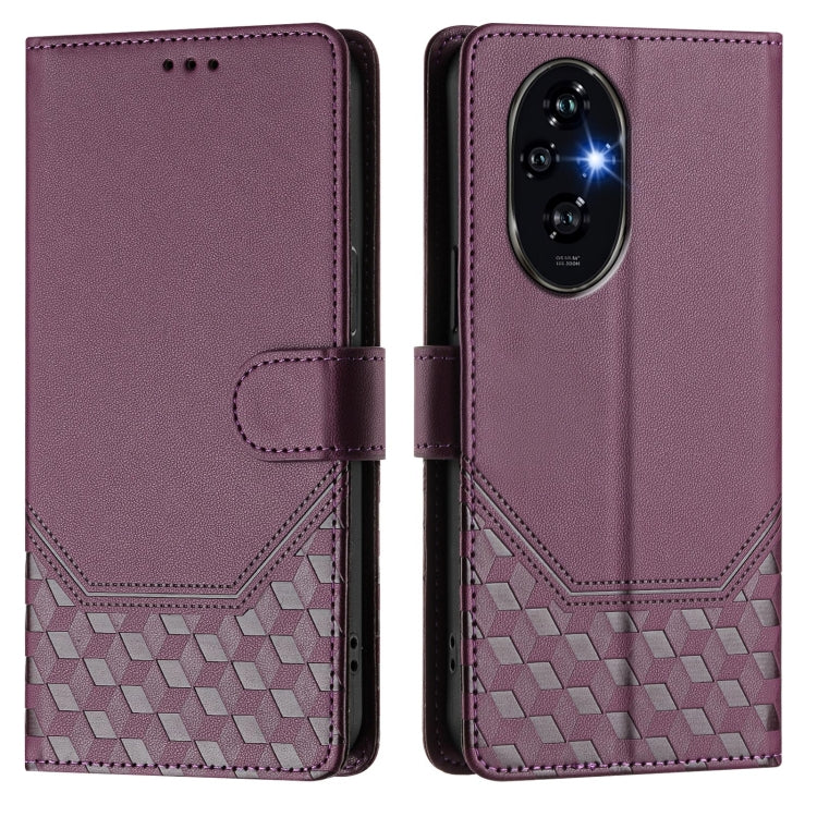 For Honor 200 Honeycomb Embossing RFID Leather Phone Case