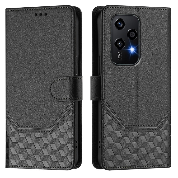 For Honor 200 Lite 5G Global Honeycomb Embossing RFID Leather Phone Case