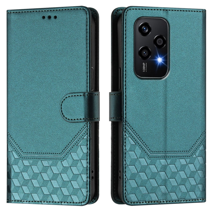 For Honor 200 Lite 5G Global Honeycomb Embossing RFID Leather Phone Case