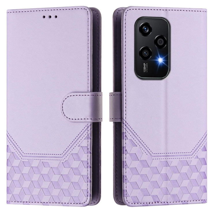 For Honor 200 Lite 5G Global Honeycomb Embossing RFID Leather Phone Case