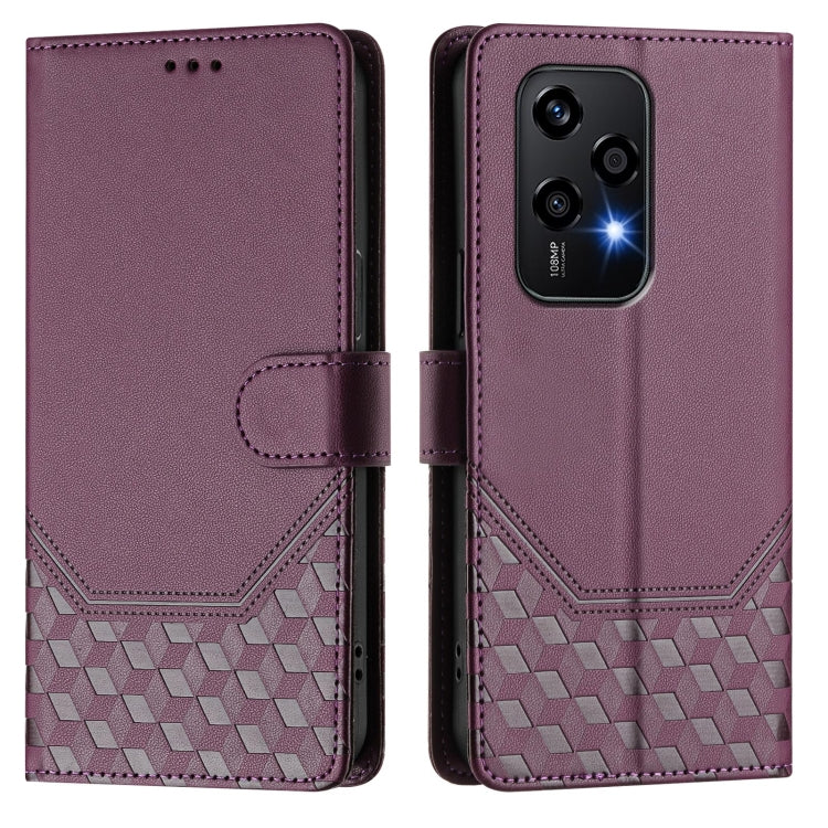 For Honor 200 Lite 5G Global Honeycomb Embossing RFID Leather Phone Case