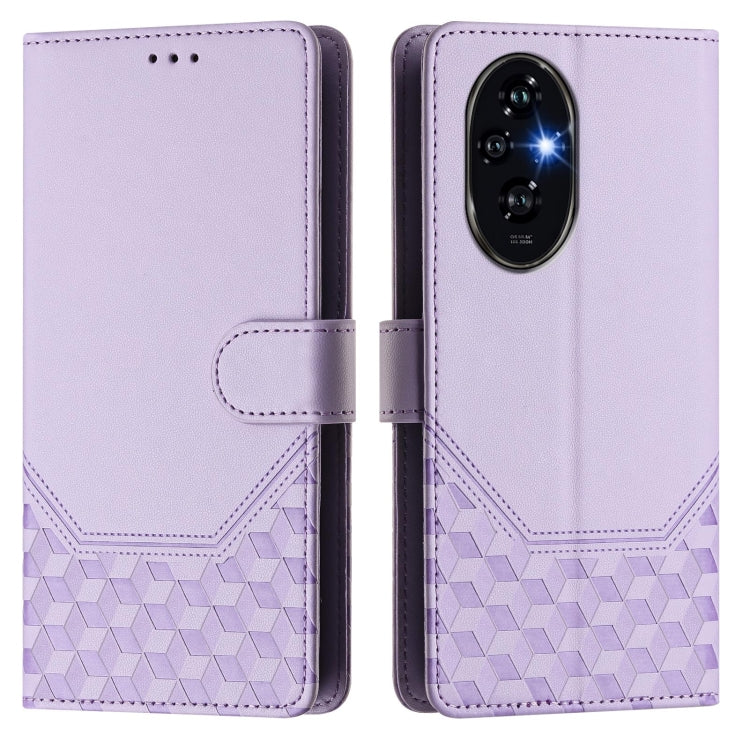 For Honor 200 Pro Honeycomb Embossing RFID Leather Phone Case