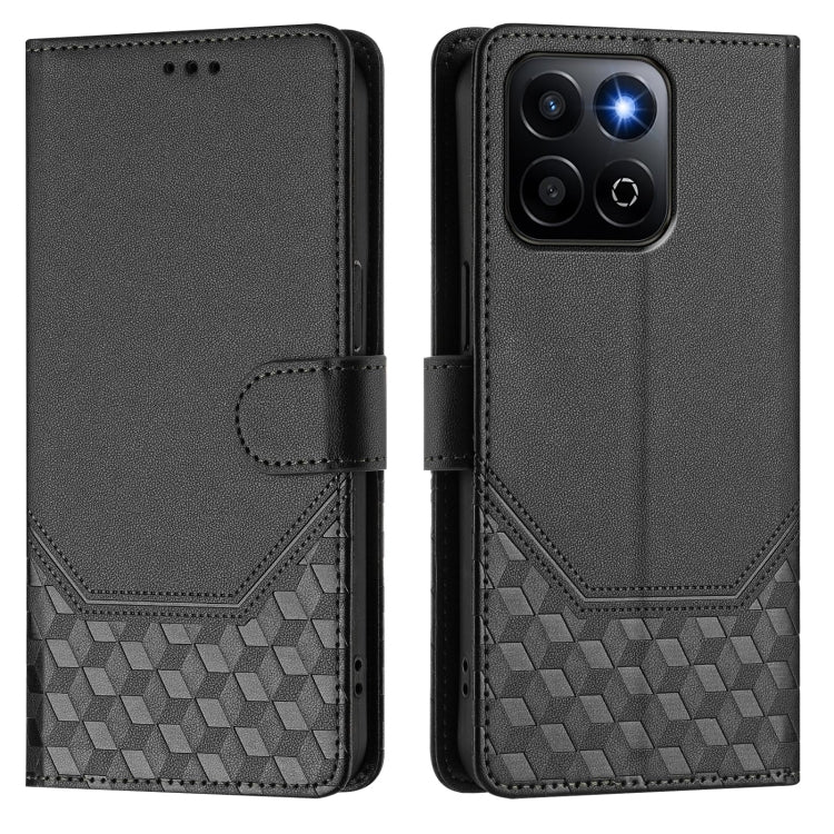 For Honor 200 Smart 5G Honeycomb Embossing RFID Leather Phone Case