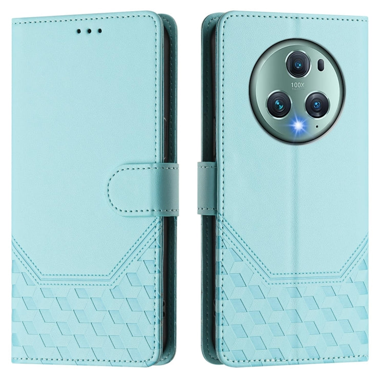 For Honor Magic5 Pro Honeycomb Embossing RFID Leather Phone Case