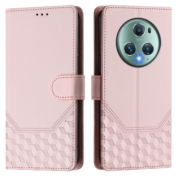 For Honor Magic5 Pro Honeycomb Embossing RFID Leather Phone Case