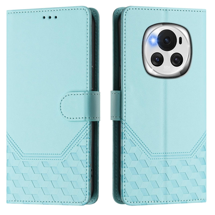 For Honor Magic6 5G Honeycomb Embossing RFID Leather Phone Case