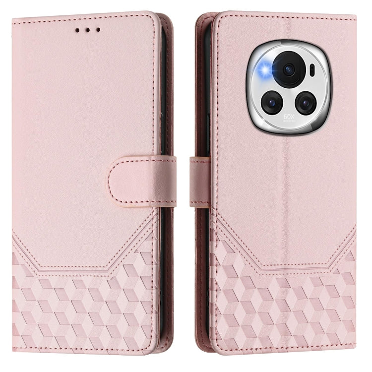 For Honor Magic6 5G Honeycomb Embossing RFID Leather Phone Case